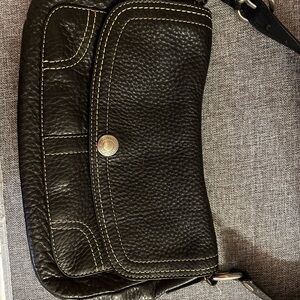 black leather coach handbag